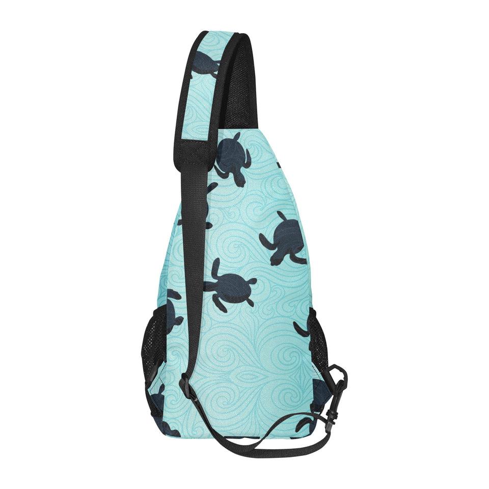 Sea turtle with blue ocean backgroud All Over Print Chest Bag