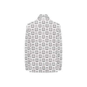 Hippopotamus Pattern Print Design 05 Women's Long Sleeve Polo Shirt