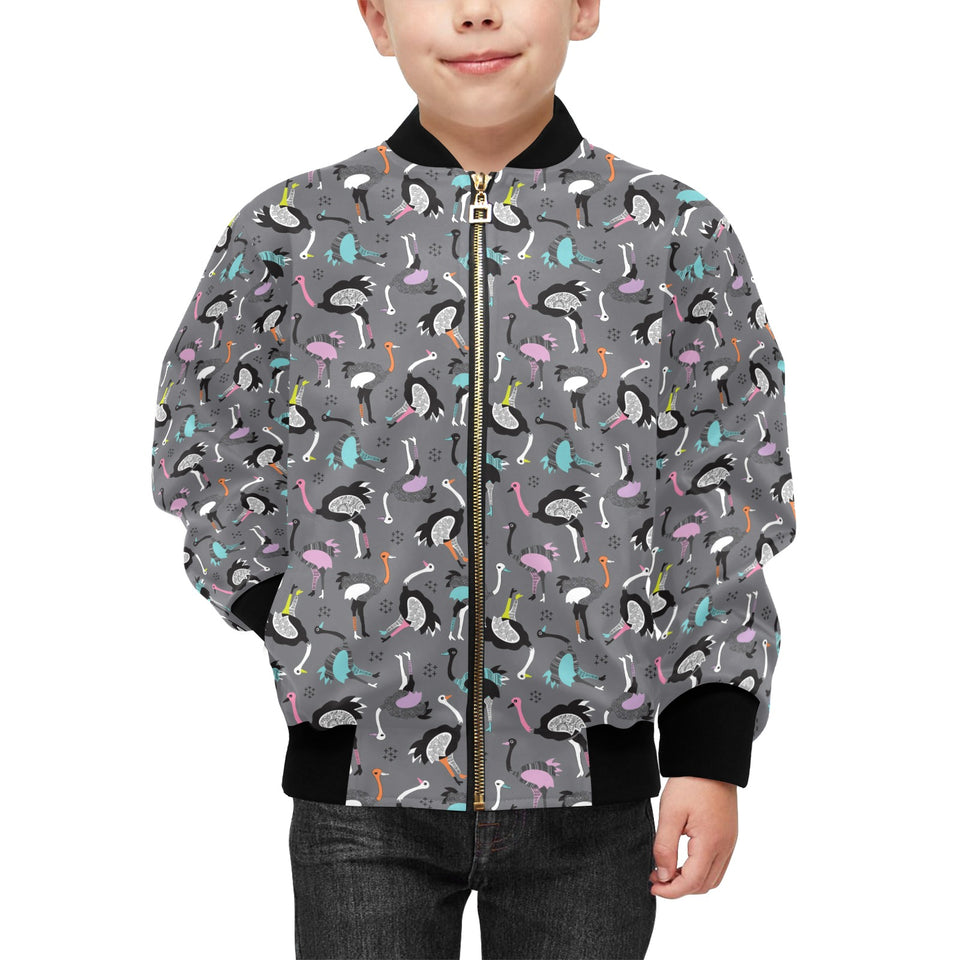Ostrich Pattern Print Design 01 Kids' Boys' Girls' Bomber Jacket