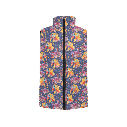 Goldfish Pattern Print Design 05 Women's Padded Vest