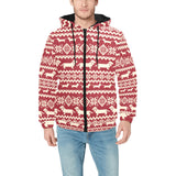 Dachshund Nordic pattern Men's Padded Hooded Jacket