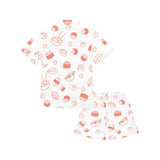 Sushi pattern Kids' Boys' Girls' V-Neck Short Pajama Set