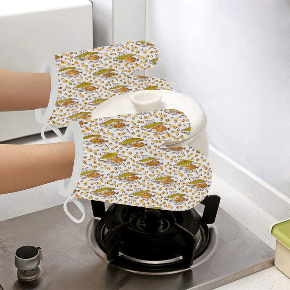 Corn Pattern Print Design 02 Heat Resistant Oven Mitts