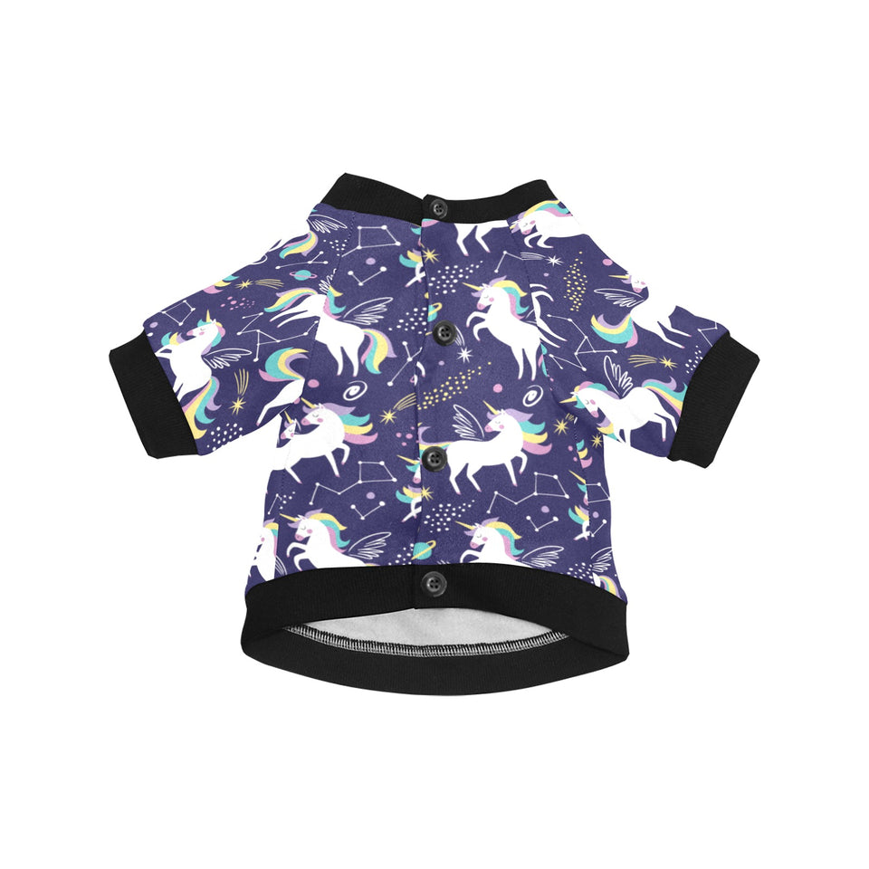Hand drawn cute unicorn star planet All Over Print Pet Dog Round Neck Fuzzy Shirt