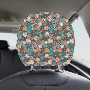 Gear Pattern Print Design 05 Car Headrest Cover