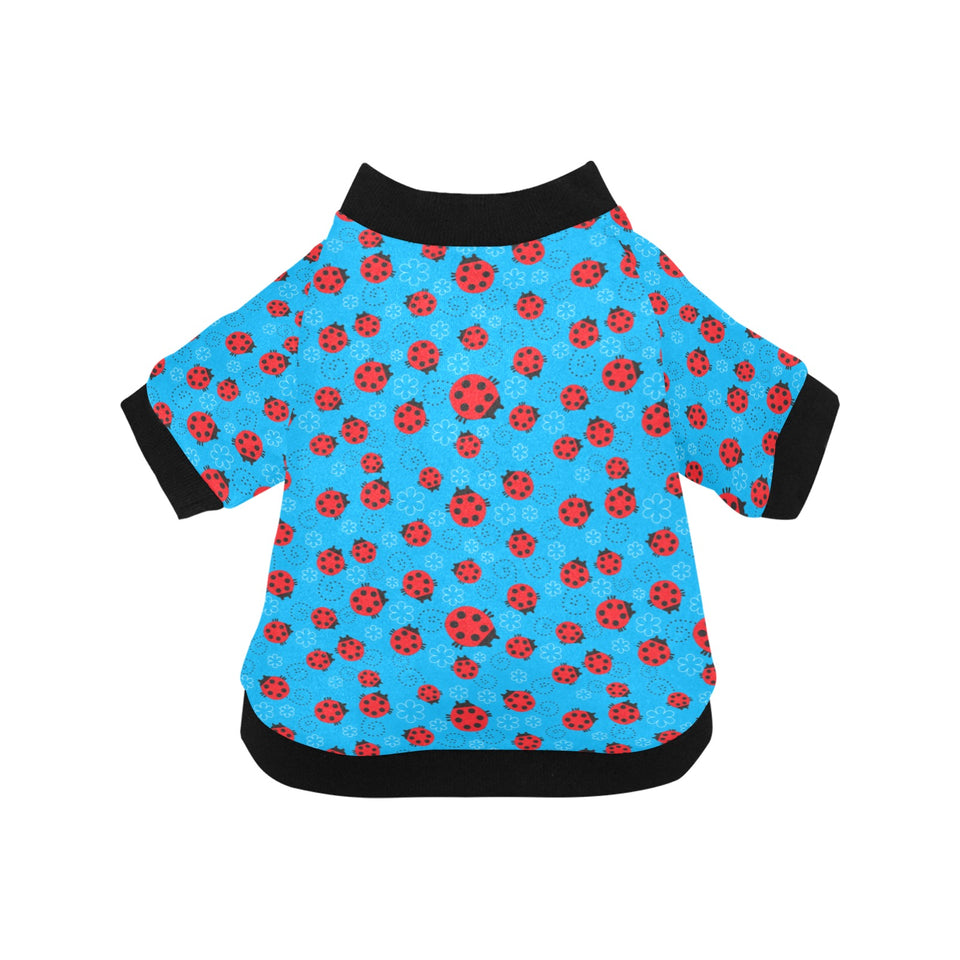 Ladybug Pattern Print Design 02 All Over Print Pet Dog Round Neck Fuzzy Shirt