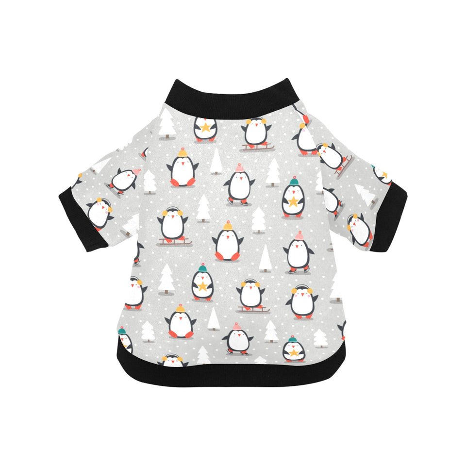 Cute Penguin christmas pattern All Over Print Pet Dog Round Neck Fuzzy Shirt