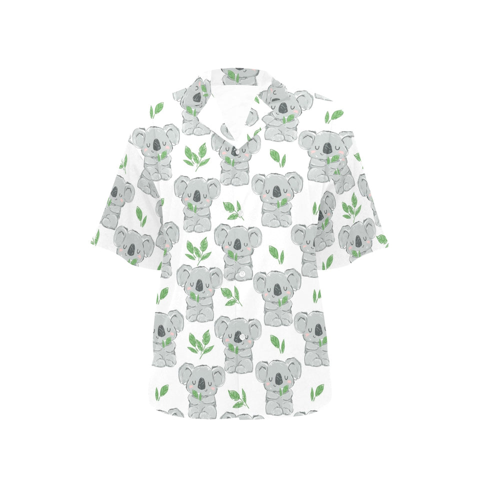 Hand drawn Koala leaves pattern Women's All Over Print Hawaiian Shirt
