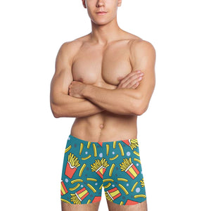 French fries red paper box pattern Men's Swimming Trunks