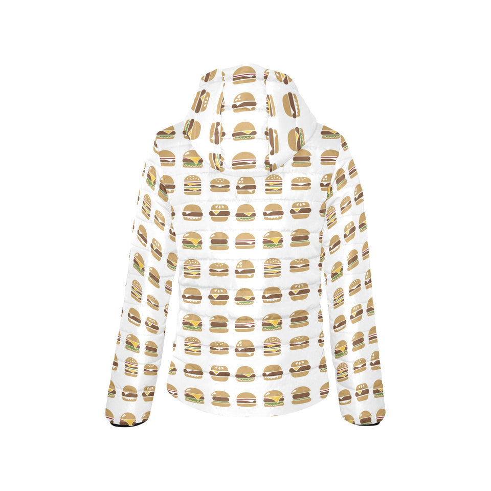 Hamburger Pattern Print Design 02 Women's Padded Hooded Jacket