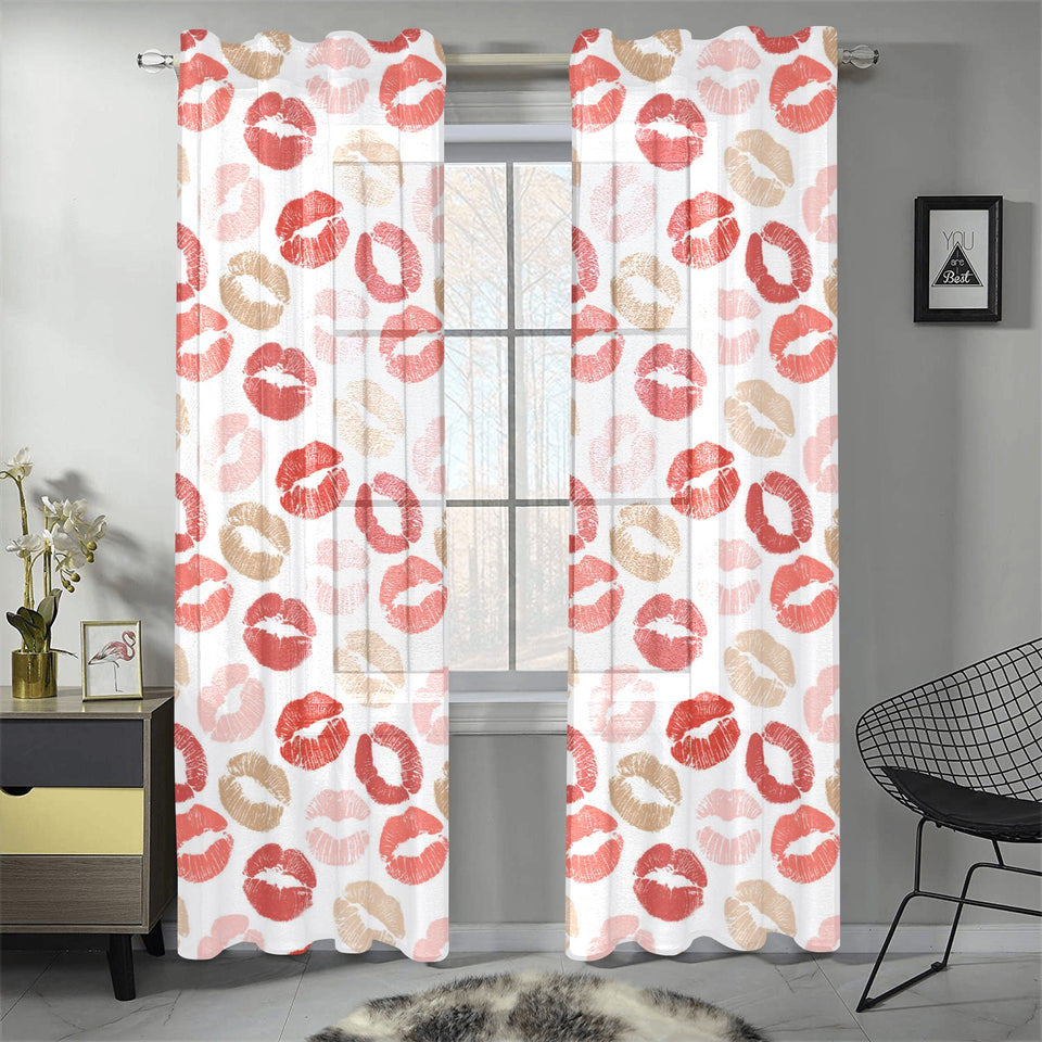 Lips Pattern Print Design 04 Gauze Curtain