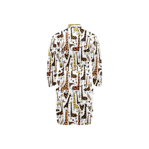 Giraffe Pattern Print Design 05 Men's Long Sleeve Belted Night Robe