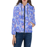 white bengal tigers pattern Women's Padded Hooded Jacket