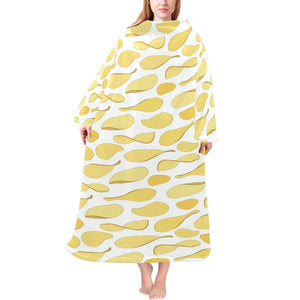 Potato Chips Pattern Print Design 02 Blanket Robe with Sleeves