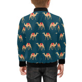Camel pattern blue blackground Kids' Boys' Girls' Bomber Jacket