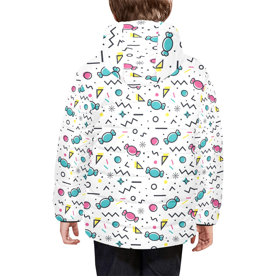 Candy design pattern Kids' Boys' Girls' Padded Hooded Jacket