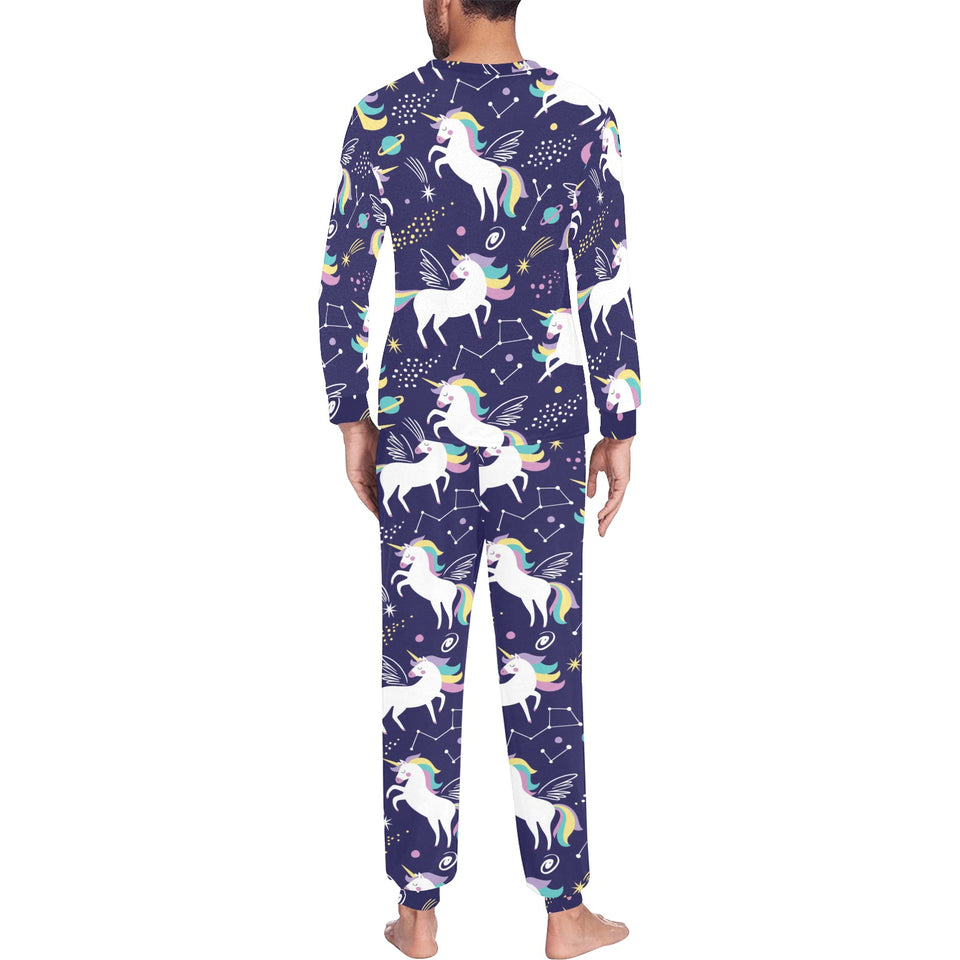 Hand drawn cute unicorn star planet Men's All Over Print Pajama