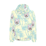 French bulldog hawaii blackground Men's Padded Hooded Jacket