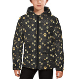 Dog Paws Pattern Print Design 05 Kids' Boys' Girls' Padded Hooded Jacket