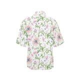Beautiful pink lotus waterlily leaves pattern Women's All Over Print Hawaiian Shirt