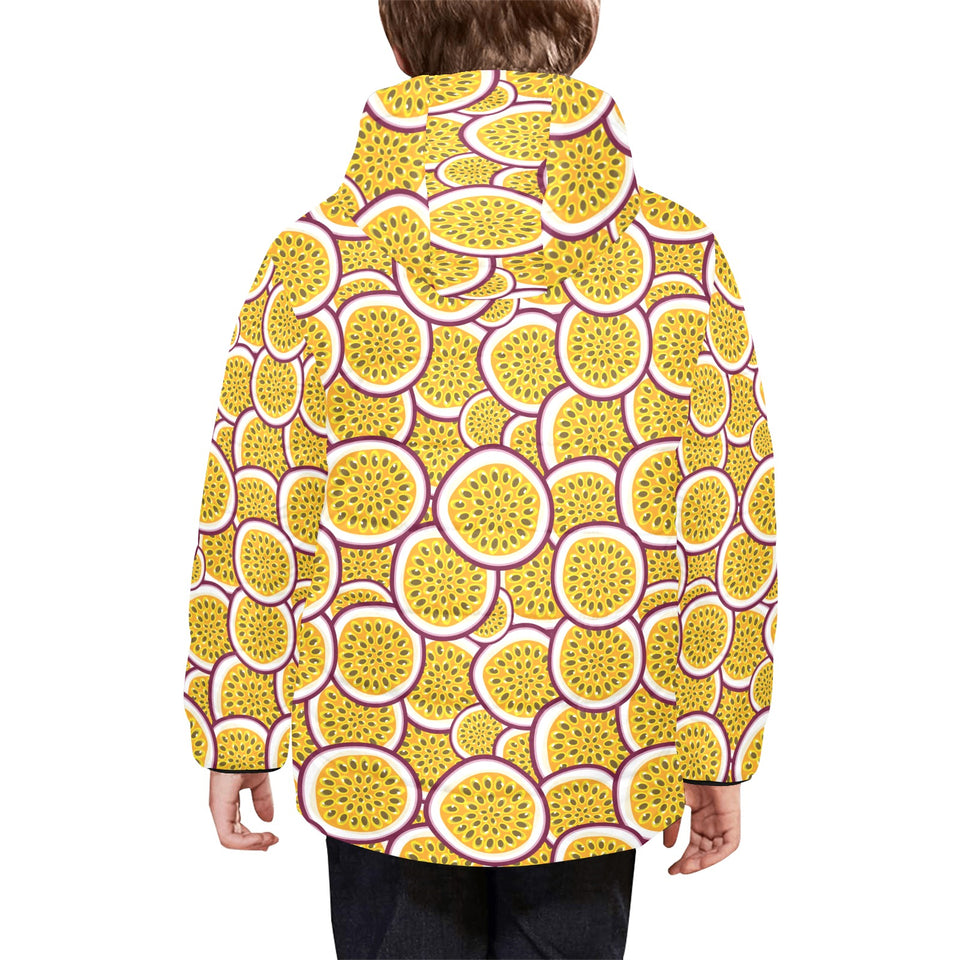 Passion fruits slice pattern Kids' Boys' Girls' Padded Hooded Jacket