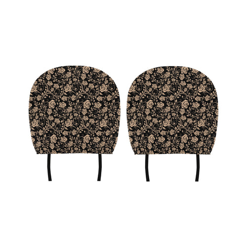 Rose Pattern Print Design 04 Car Headrest Cover