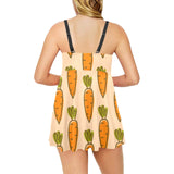 Carrot Pattern Print Design 04 Chest Sexy Pleated Two Piece Swim Dress
