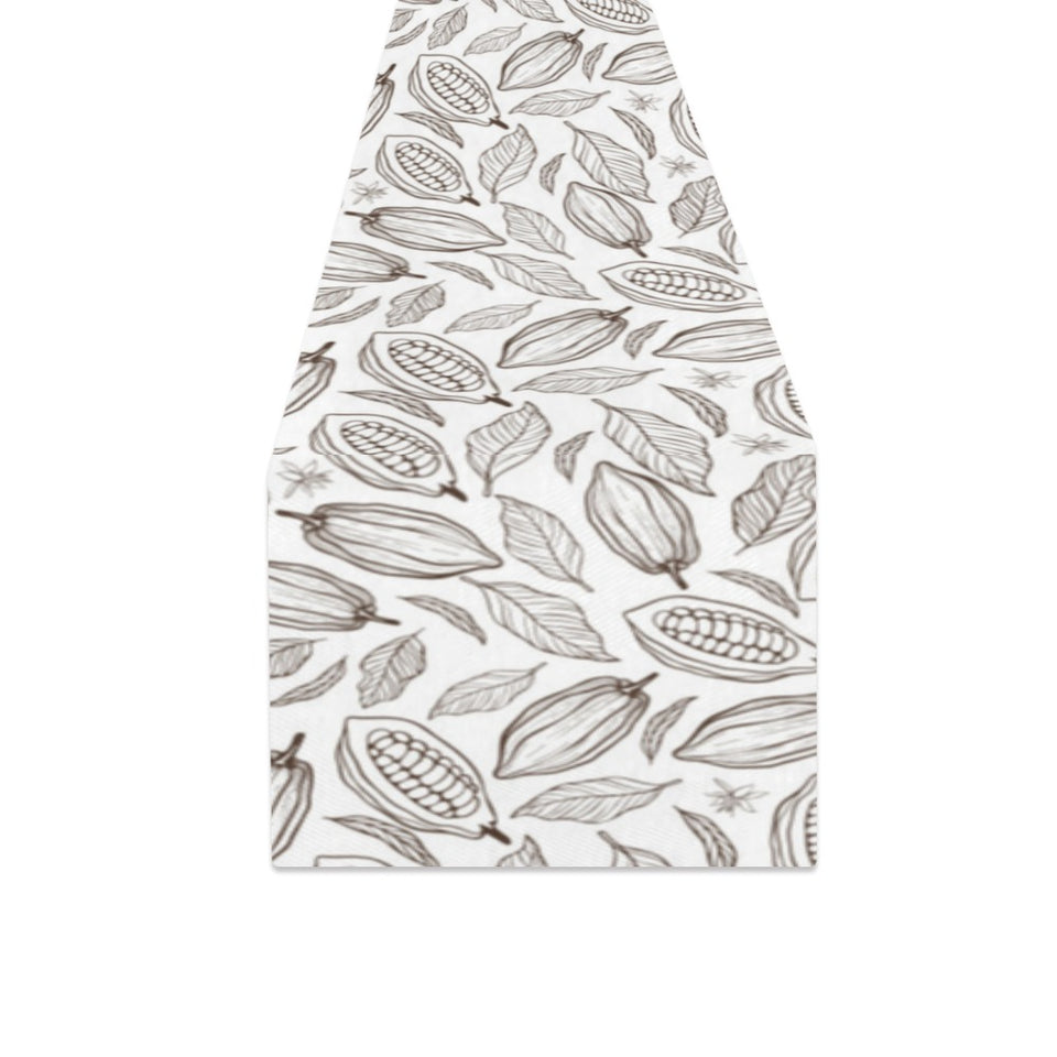 cacao beans leaves pattern Table Runner