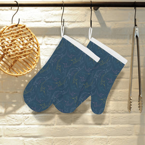 Swordfish Pattern Print Design 02 Heat Resistant Oven Mitts