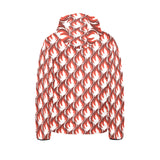 Fire flame symbol design pattern Kids' Boys' Girls' Padded Hooded Jacket