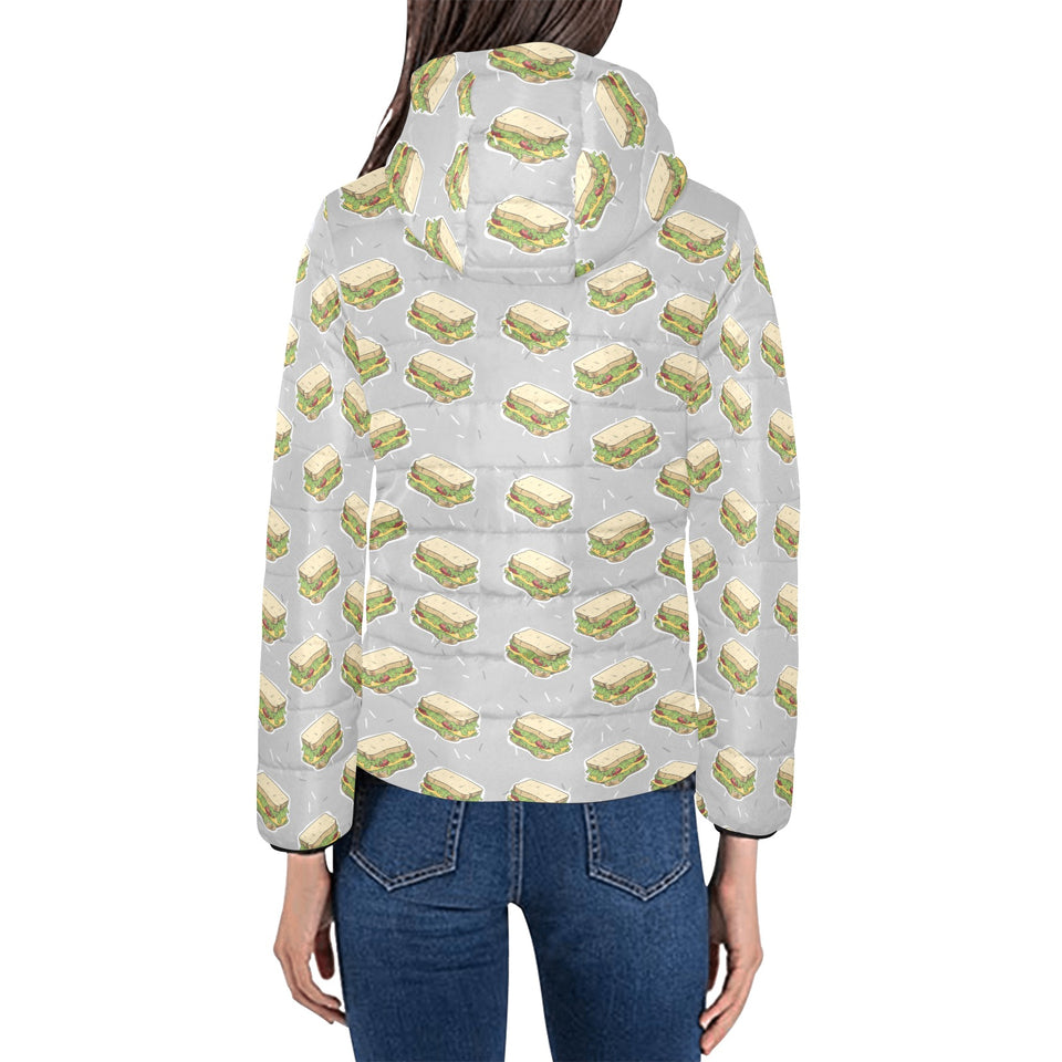 Sandwich Pattern Print Design 05 Women's Padded Hooded Jacket