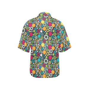 Gear Pattern Print Design 03 Women's All Over Print Hawaiian Shirt