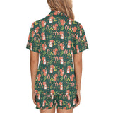 Squirrel Pattern Print Design 03 Women's V-Neck Short Pajama Set