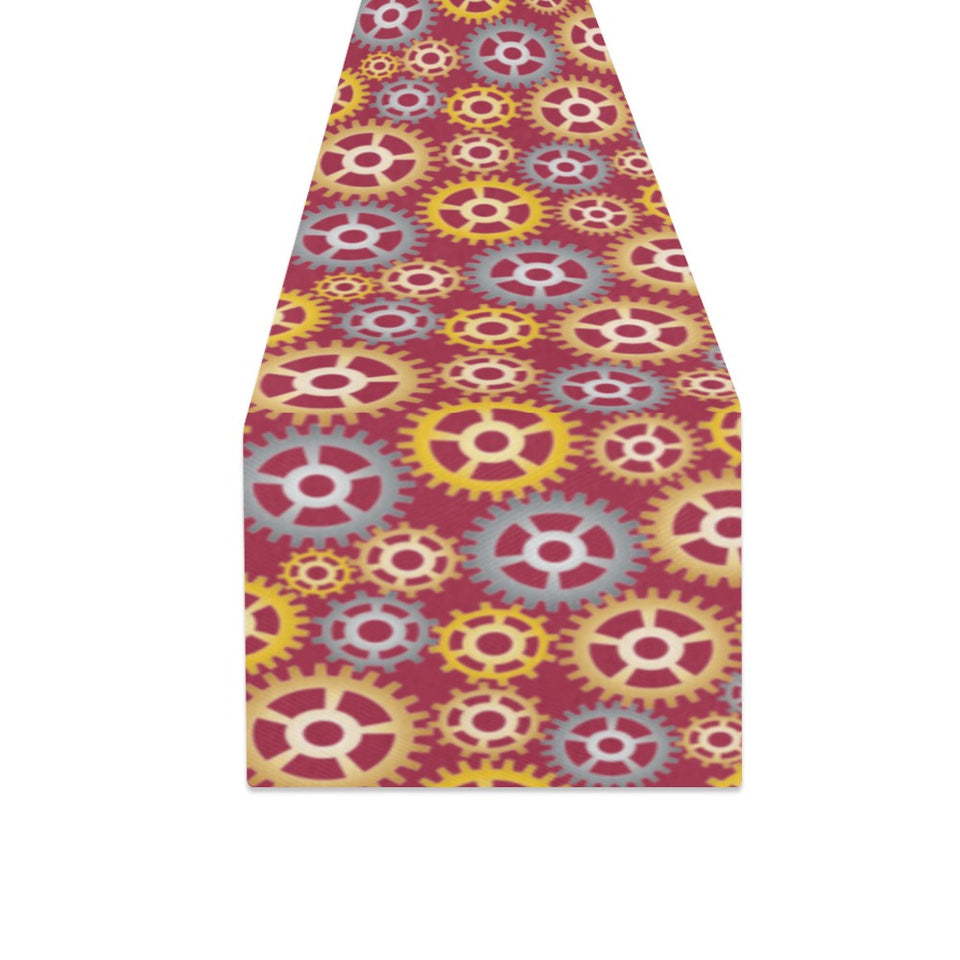 Gear Pattern Print Design 04 Table Runner