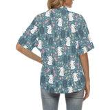 Cute rabbit pattern Women's All Over Print Hawaiian Shirt