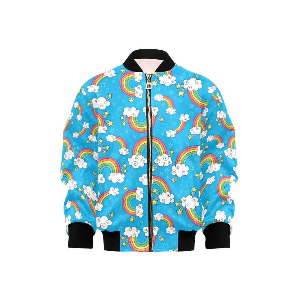 Rainbows Sky Clouds Pattern Kids' Boys' Girls' Bomber Jacket