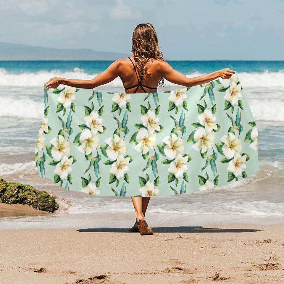 Hummingbird Pattern Print Design 01 Beach Towel