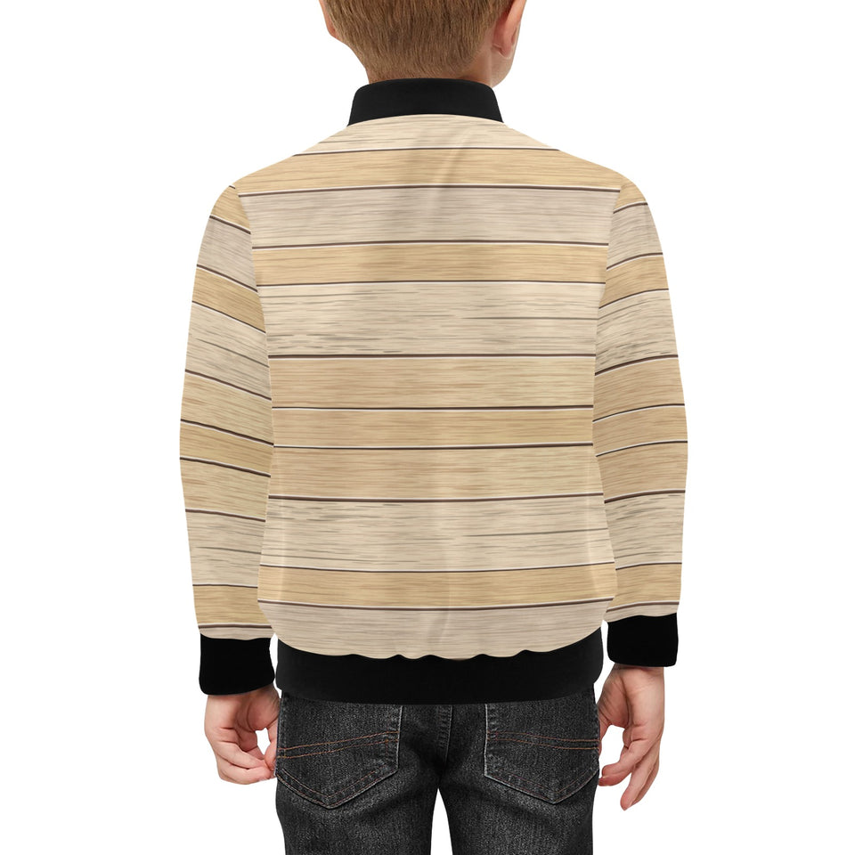 Wood Printed Pattern Print Design 01 Kids' Boys' Girls' Bomber Jacket