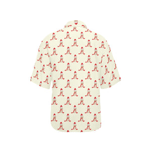 Golden Retriever Pattern Print Design 01 Women's All Over Print Hawaiian Shirt