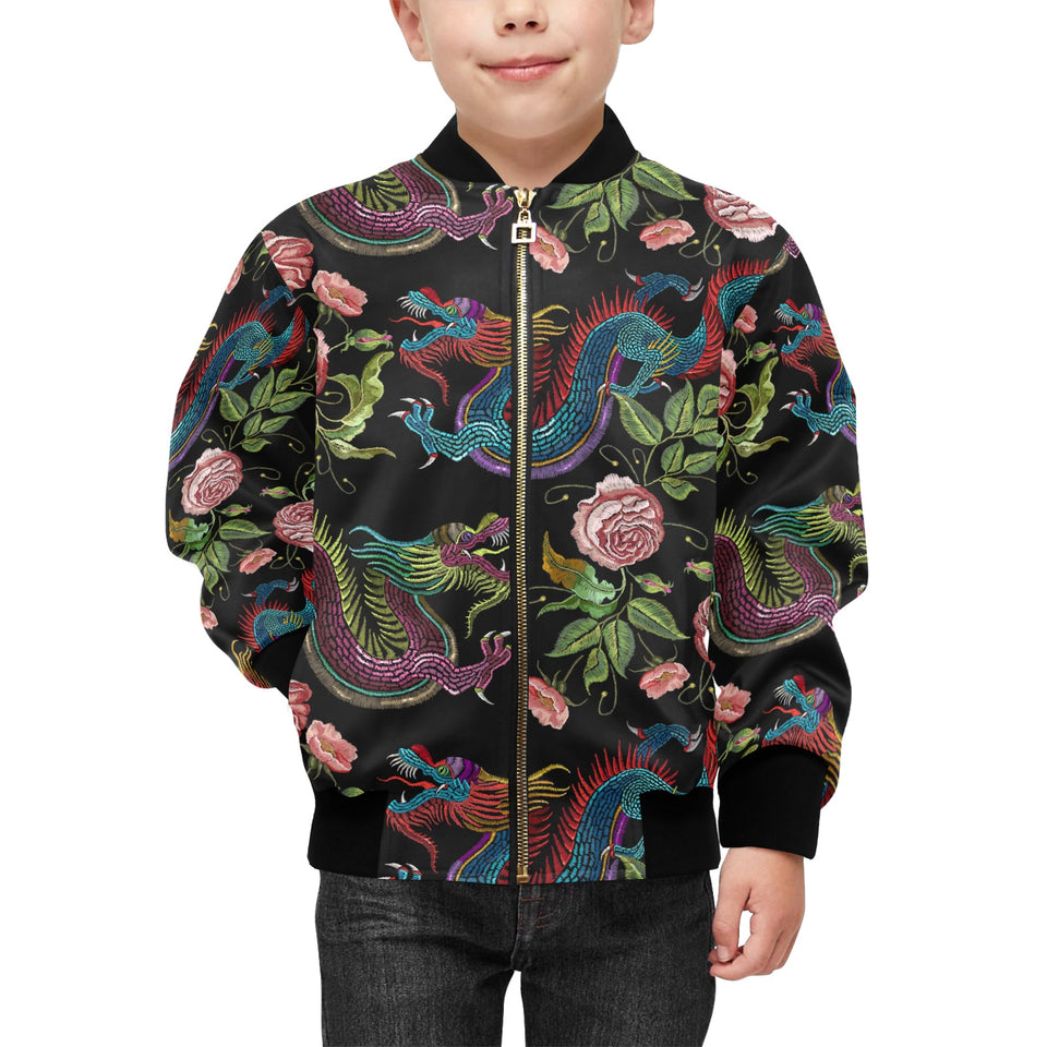 Dragons flower pattern Kids' Boys' Girls' Bomber Jacket