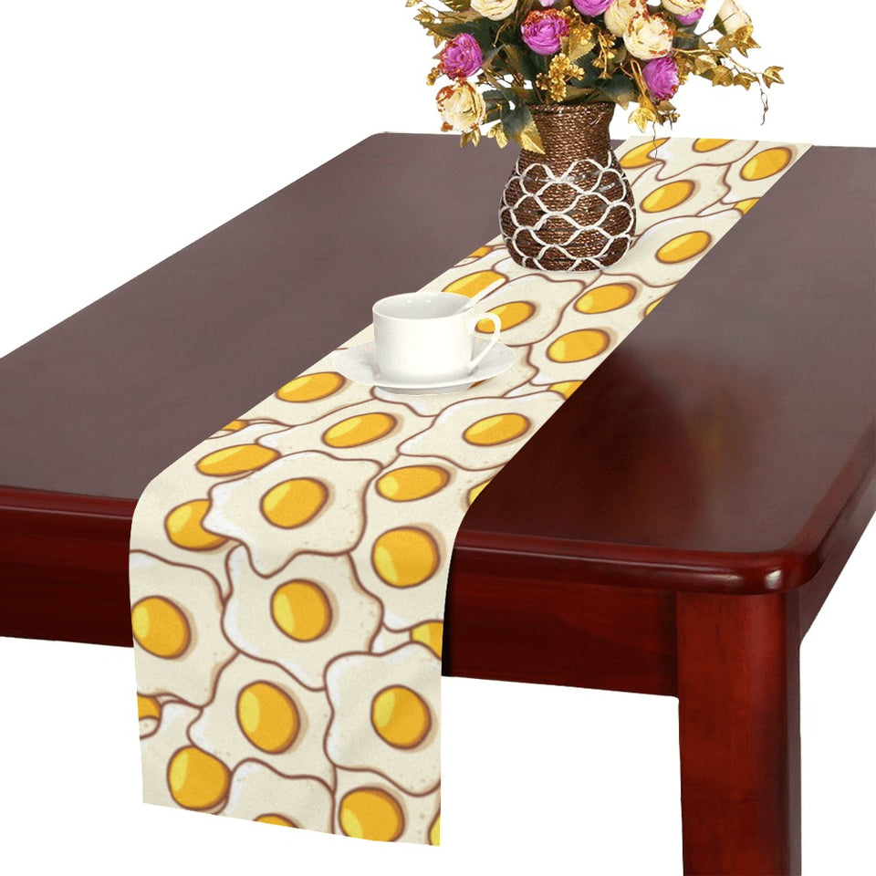 Fried Eggs Pattern Print Design 02 Table Runner