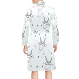 Cute goat design pattern Men's Long Sleeve Belted Night Robe