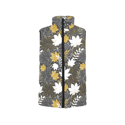 Beautiful gold autumn maple leaf pattern Men's Padded Vest
