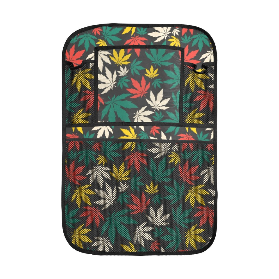 Canabis Marijuana Weed Pattern Print Design 02 Car Seat Back Organizer