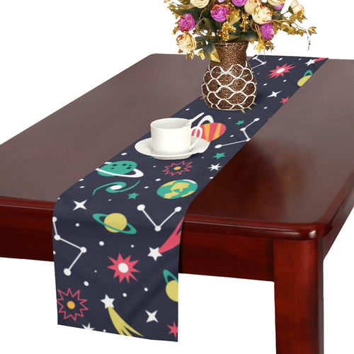colorful space pattern planet star Table Runner