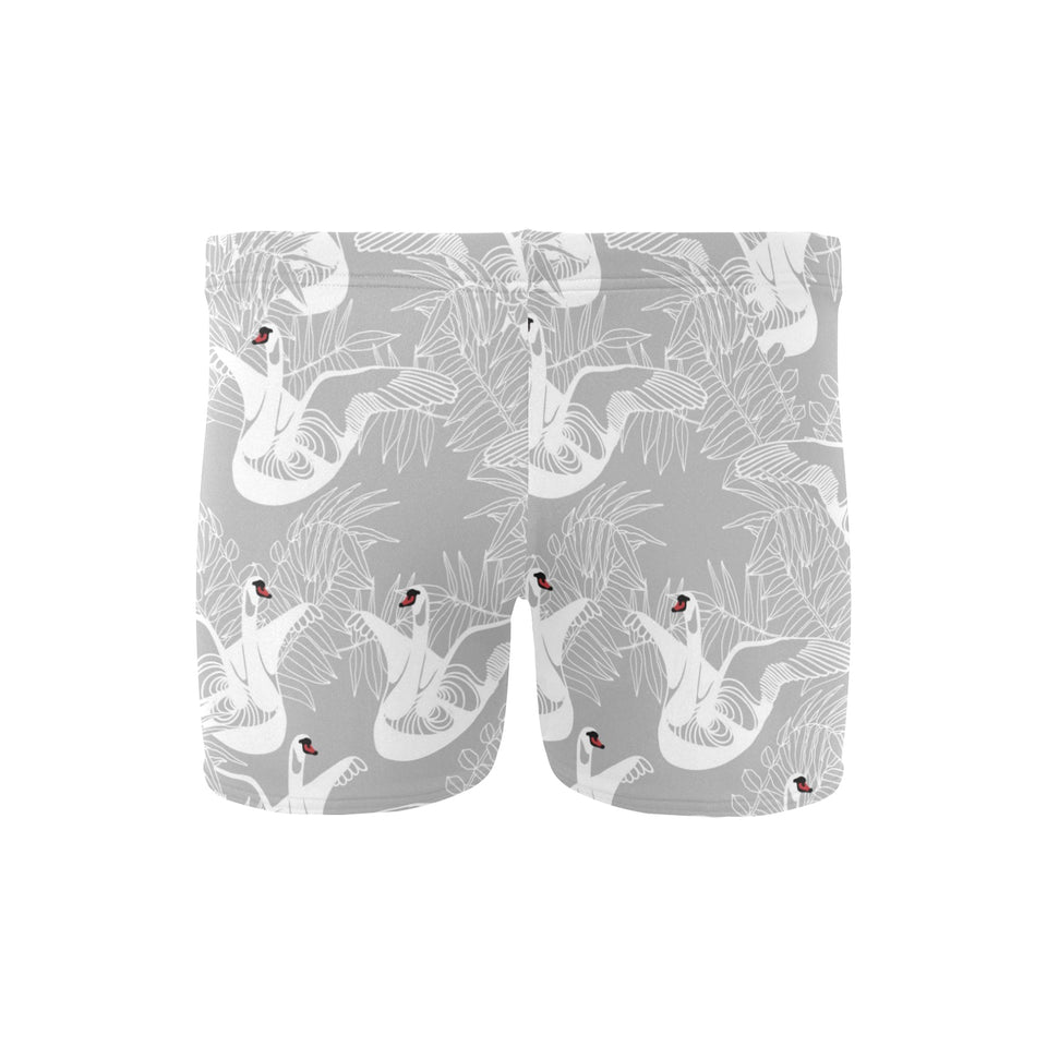 white swan gray background Men's Swimming Trunks