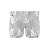 white swan gray background Men's Swimming Trunks