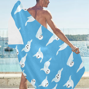 Cute sea lion seal pattern background Beach Towel