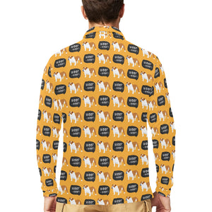 English Bulldog Pattern Print Design 04 Men's Long Sleeve Polo Shirt