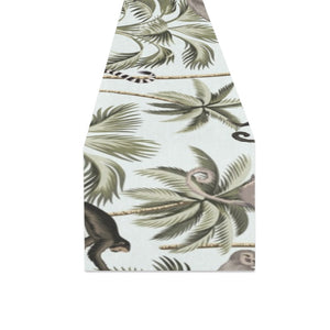 Monkey sloth lemur palm trees pattern Table Runner